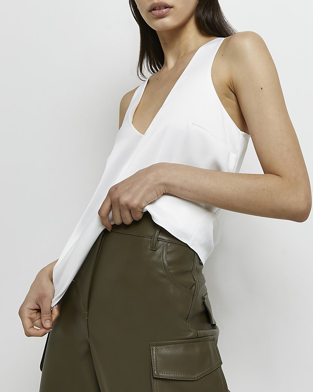 River Island Womens White satin tank top | River Island (US)