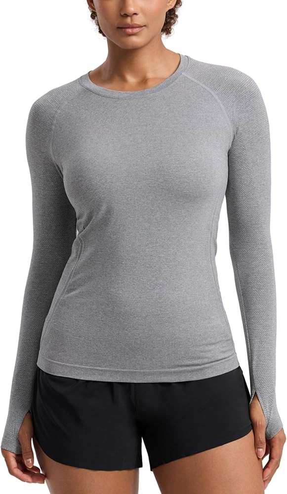 CRZ YOGA Seamless Long Sleeve Shirts for Women Hip Length - Workout Athletic Running Gym Yoga Top... | Amazon (US)