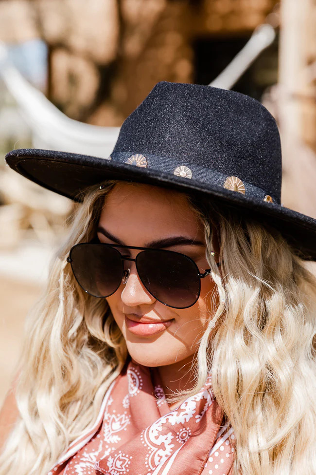 Maybe Someday Black Studded Trim Hat | Pink Lily