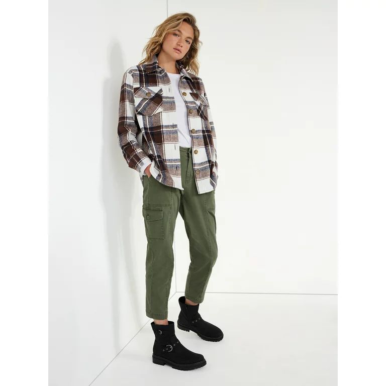 Time and Tru Women's Plaid Button Down Shacket, Sizes XS-XXXL | Walmart (US)