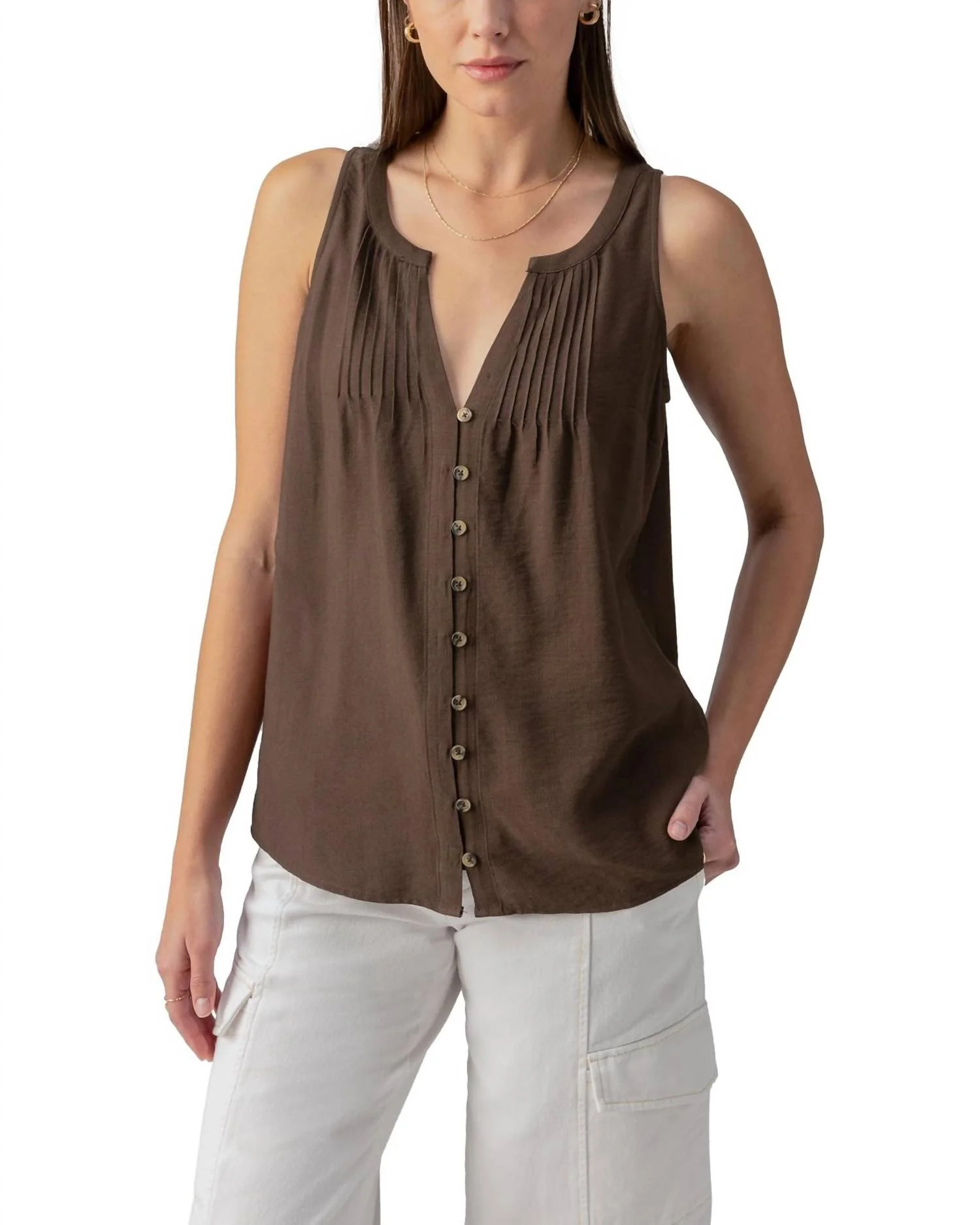 Front Detail Button Up Tank In Mud Bath | Shop Simon