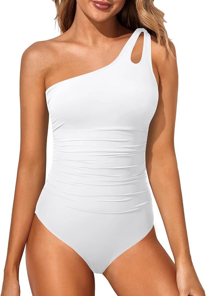 Holipick One Shoulder One Piece Swimsuit for Women Tummy Control Bathing Suits Modest Full Covera... | Amazon (US)