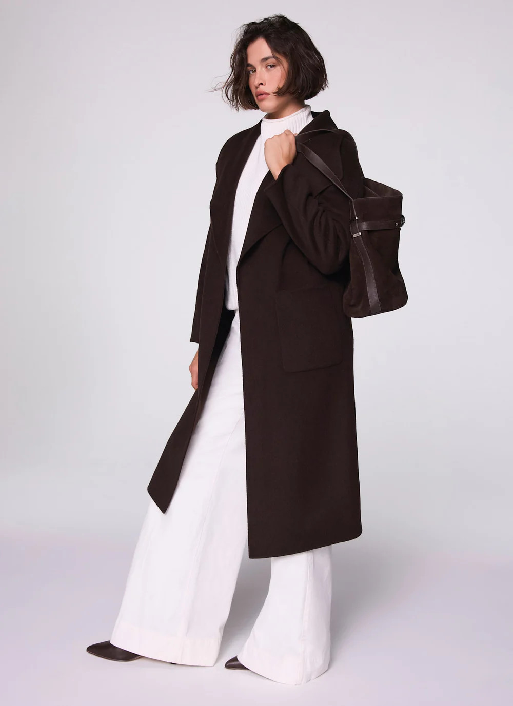 Brown Wool Blend Coat | Mint Velvet