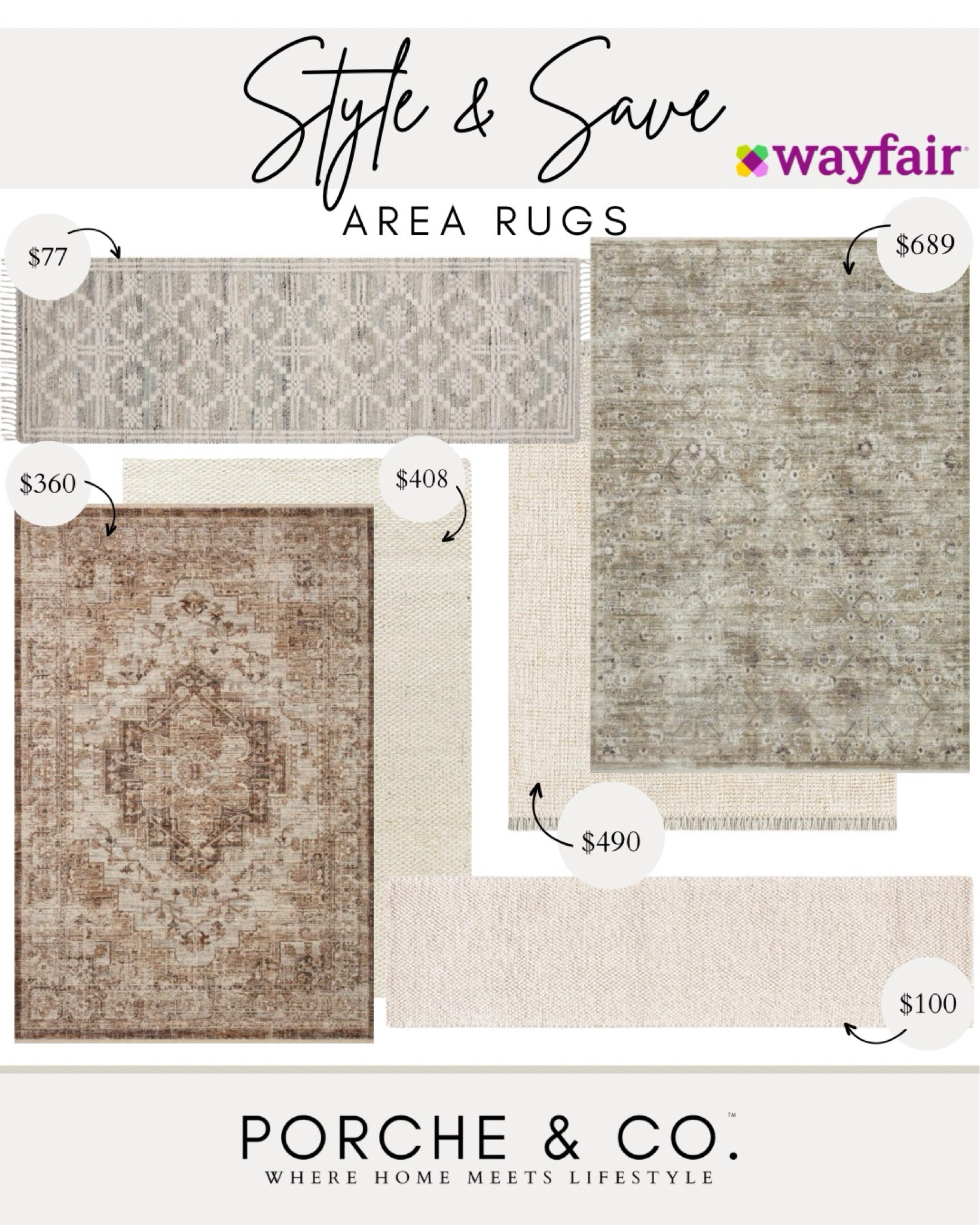 Wayfair rugs, area rugs, Wayfair decor, rug styling 
#visionboard #moodboard #porcheandco

#LTKhome #LTKstyletip