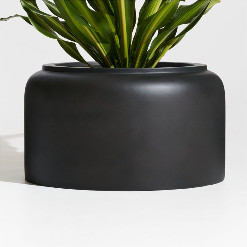 Modern Crock Low Black Fiberstone Planter + Reviews | Crate & Barrel | Crate & Barrel