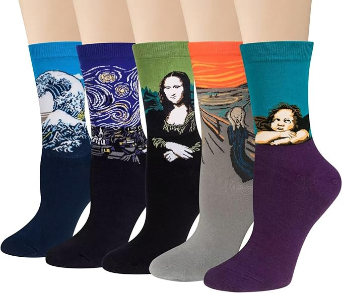 Womens Fun Socks Painting Patterned Famous Art Socks & Printed Cool Novelty Funny Socks for Women | Amazon (US)