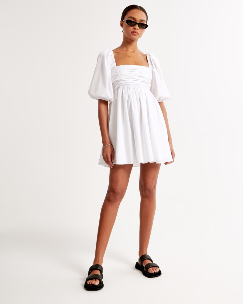 Emerson Ruched Puff Sleeve Mini Dress | Abercrombie & Fitch (US)