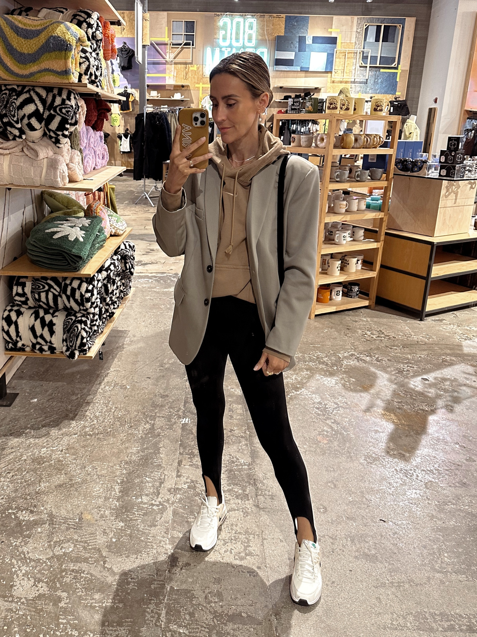 My most worn Oversized blazer ( want it in other colors!) styled with Nike hoodie for a casual mall day look, I love it paired w stirrup leggings and sneaks! 
Size down on blazer (still looks oversized) everything else is tts

#LTKunder100 #LTKstyletip #LTKshoecrush