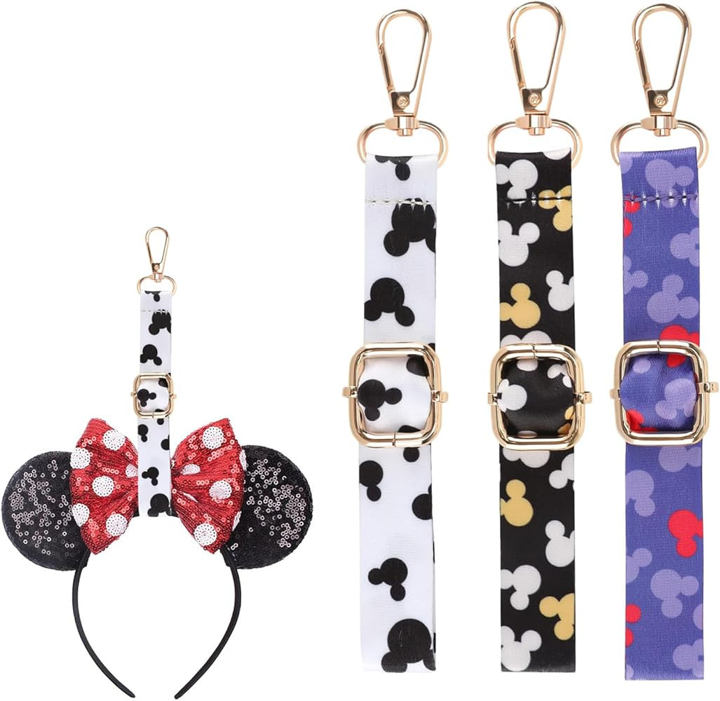 3Pcs Mouse Ear Holder for Backpack Headband Holder Lanyard Trip Accessories Adjustable Keychain L... | Amazon (US)