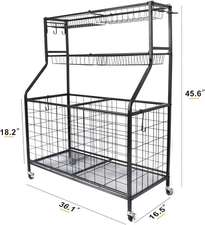 Kinghouse Garage Sports Equipment Organizer, Ball Storage Rack, Ball Storage Garage, Garage Organ... | Amazon (US)