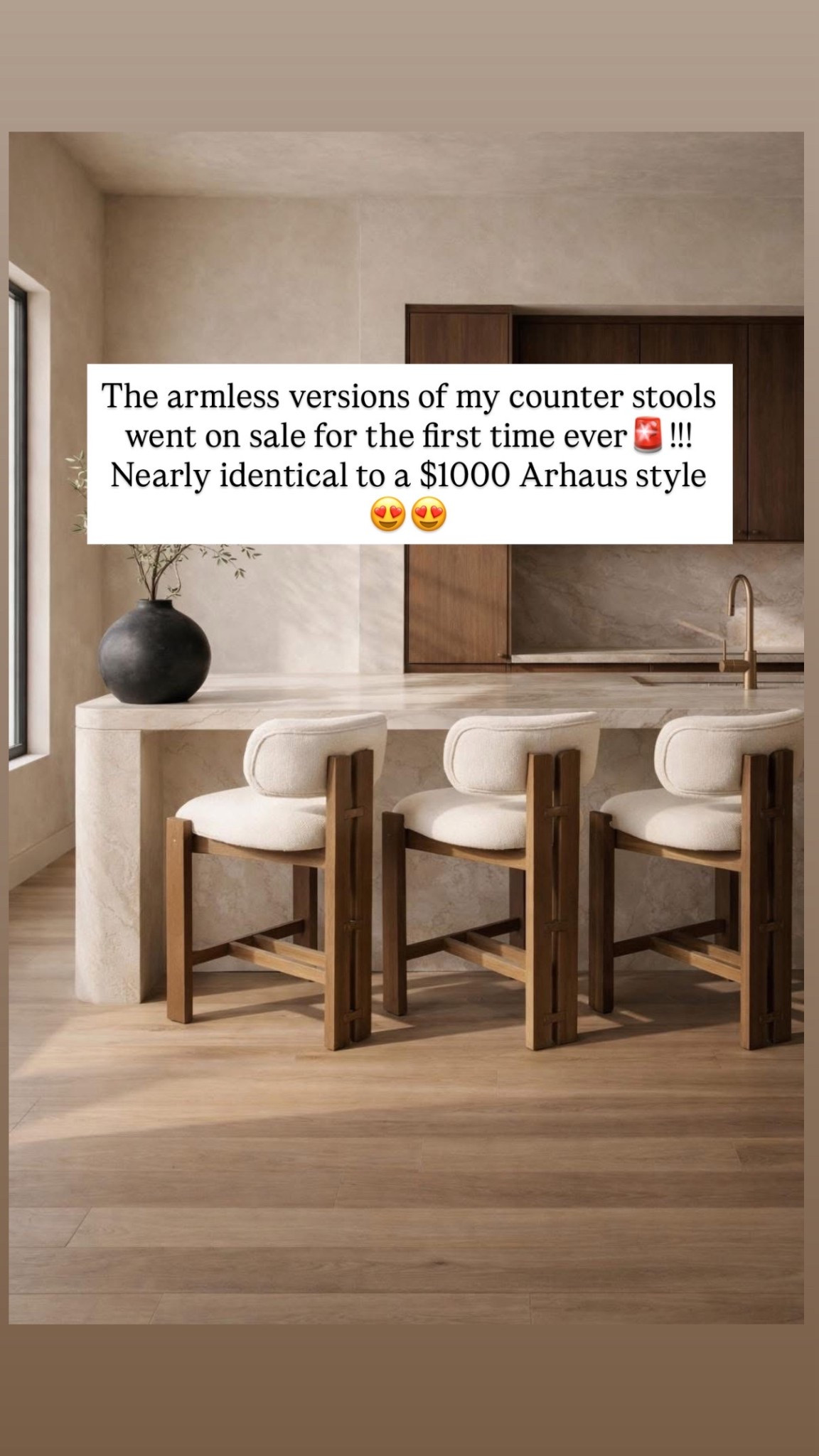 The armless versions of my counter stools just went on sale for the first time ever🚨!!! Nearly identical to a $1000 Arhaus style 😍😍 
