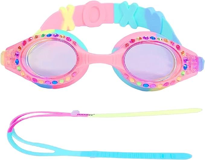 YUENREE Girls Swim Goggles - Bling Swimming Goggles for Girls Ages 4-12 - No Leak, Anti-Fog, UV P... | Amazon (US)