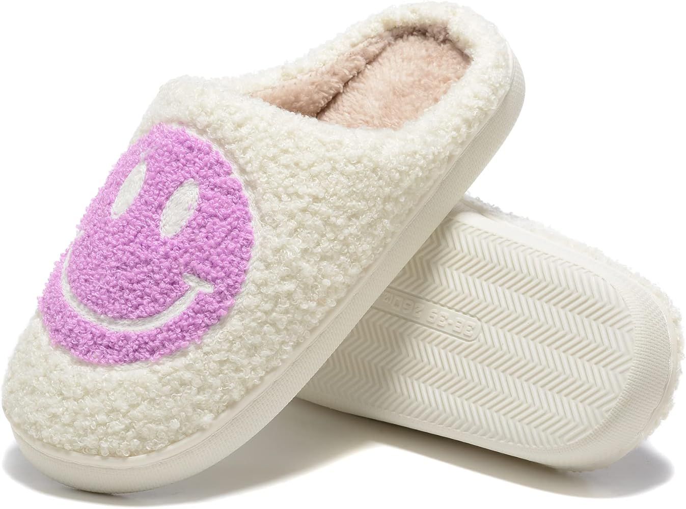 Retro Fuzzy Face Slippers for Women Men, Retro Soft Fluffy Warm Home Non-Slip Couple Style Casual Smile Face Slippers Indoor Outdoor Anti-Skid Warm Cozy Foam Slide Fuzzy Slides with Soft Memory Foam Shoes | Amazon (US)