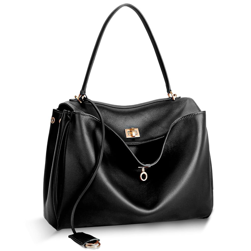 Designer Leather Tote Bag for Women: Genuine Leather Satchel Purse for Ladies - Trendy Crossbody ... | Amazon (US)