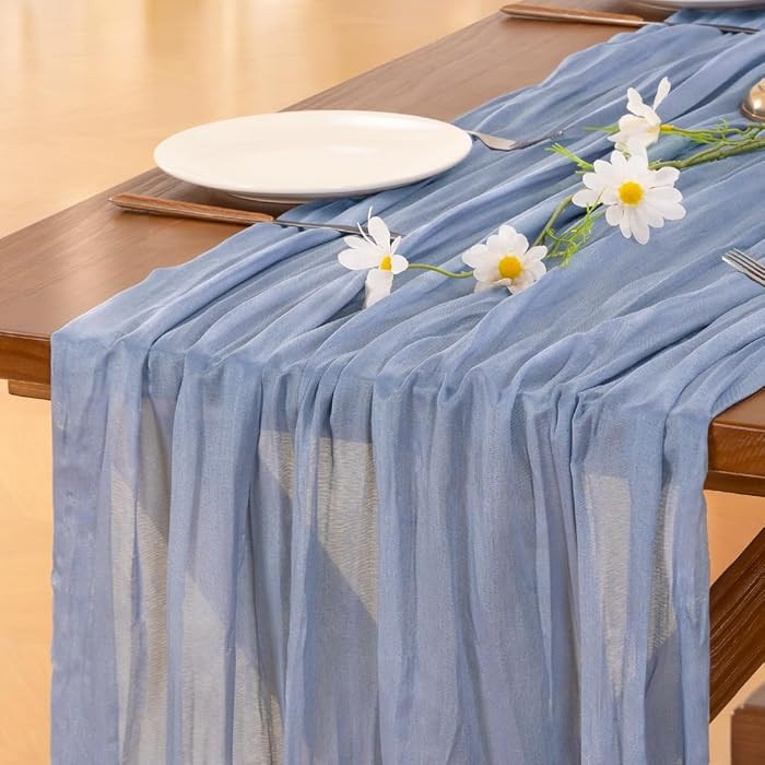 2pcs Dusty Blue Summer Cheesecloth Table Runner Boho Rustic Gauze 120 inch 10FT Cheese Cloth Shee... | Amazon (US)