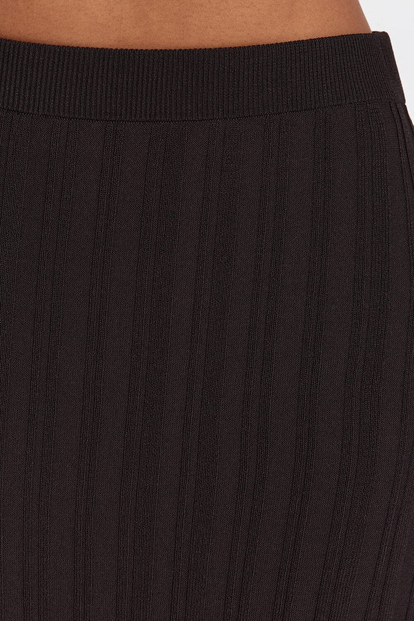 SYLVIA BITTER CHOC KNIT MIDI SKIRT | DISSH