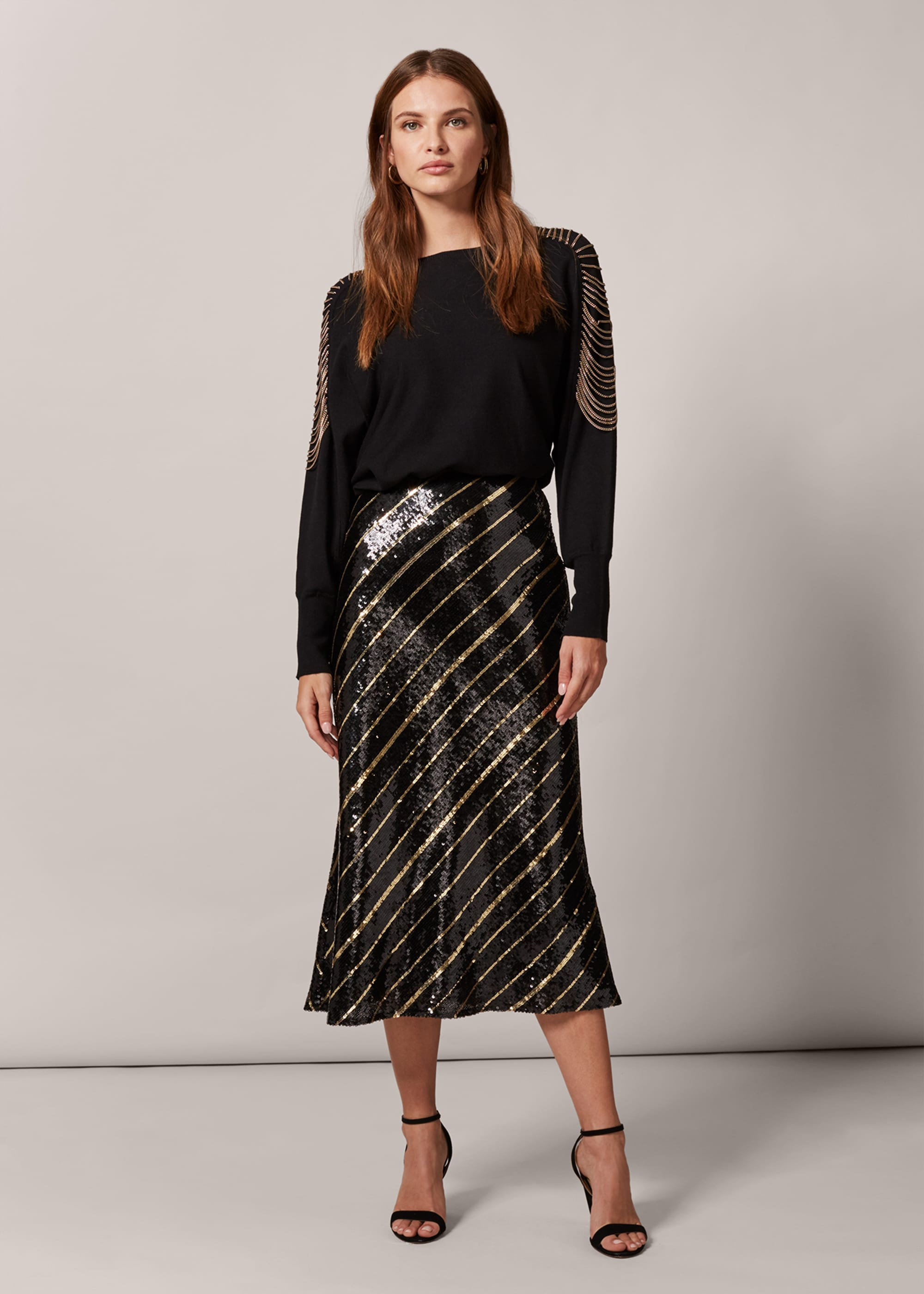 Phase Eight Women's Giana Stripe Sequin Skirt | Phase Eight (UK)