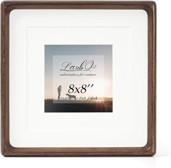 Real Black Walnut 8x8 Wooden Picture Frame with Sturdy Reinforced Wood Back - Matted to 6x6/4x4, ... | Amazon (US)