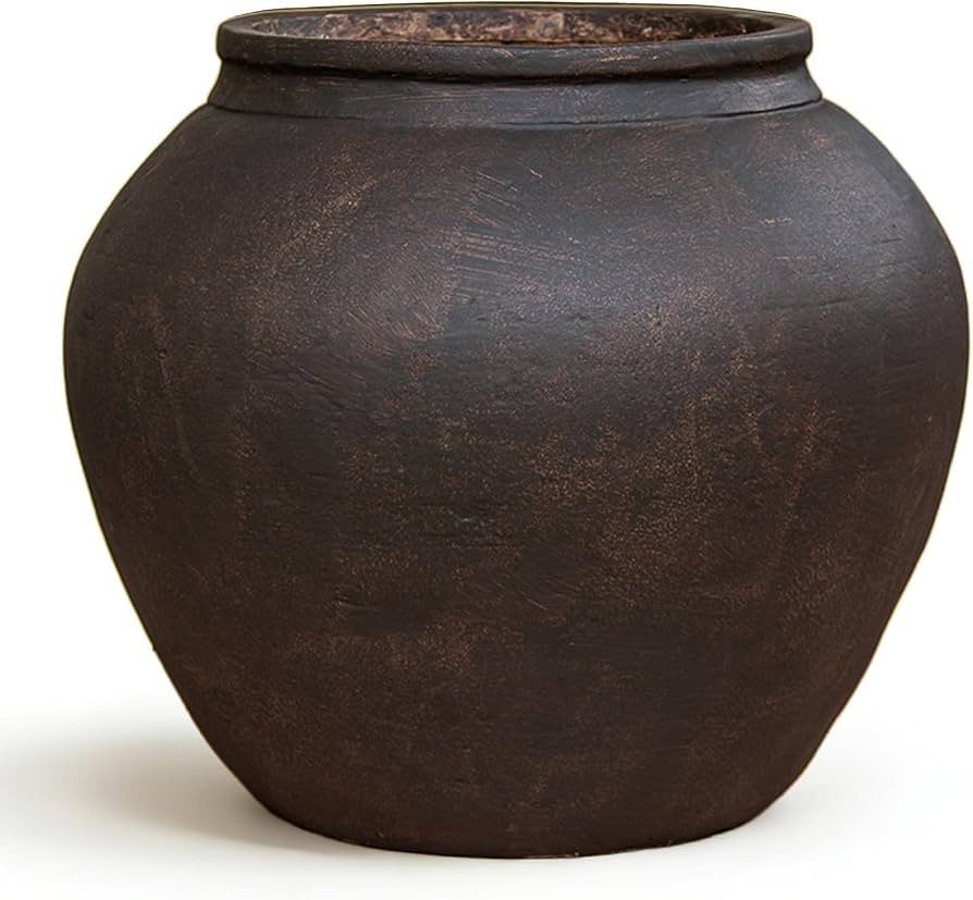14 Inch Fiberstone Planter Pot with Drainage Hole, Large Indoor Outdoor Plant Pot, Vintage Style ... | Amazon (US)