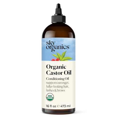 Sky Organics Organic Castor Oil, 100% Pure, Hexane Free, Cold-Pressed to Support Stronger, Fuller-Looking Hair, Eyelashes & Eyebrows,Good for Castor Packs, Navel Oiling, Carrier Oil Use, 16 fl oz | Amazon (US)