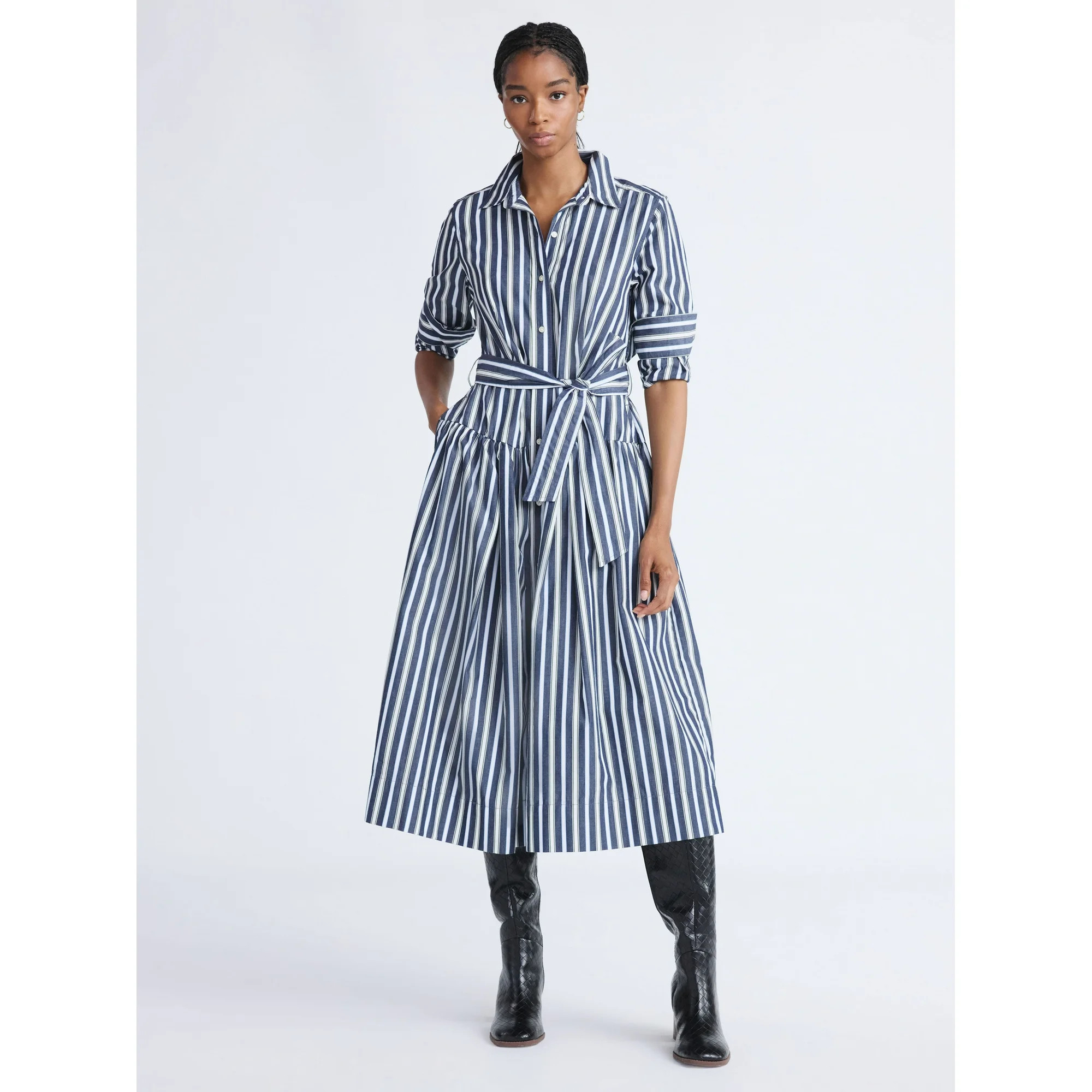 Free Assembly Women's and Women’s Plus Belted Cotton Maxi Shirtdress with Long Sleeves, Sizes X... | Walmart (US)
