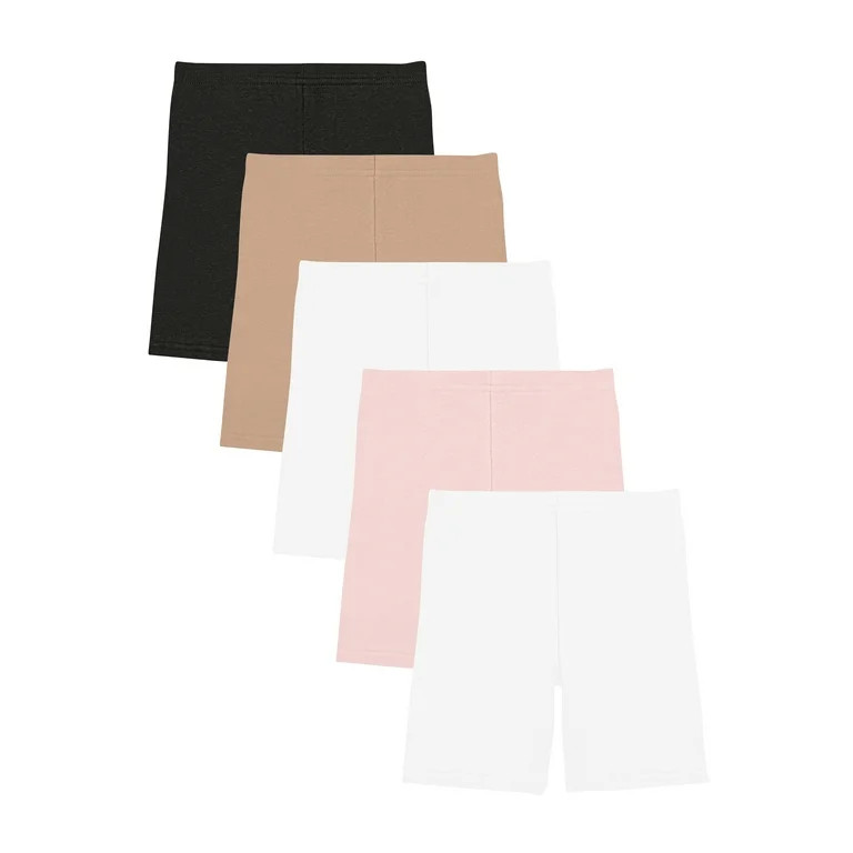 Wonder Nation Girls 5 Pair Playground Shorts, Sizes XS-XL | Walmart (US)