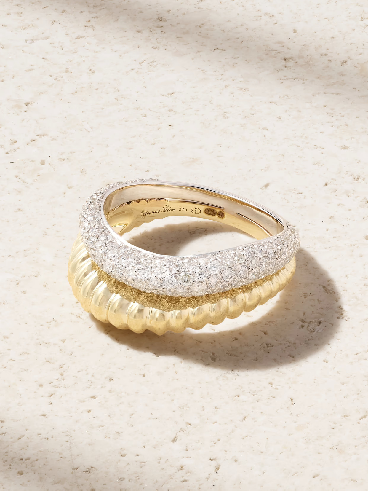 Yvonne Léon - Bouée Vague 9-karat Yellow And White Gold Diamond Ring - 7 | NET-A-PORTER (US)