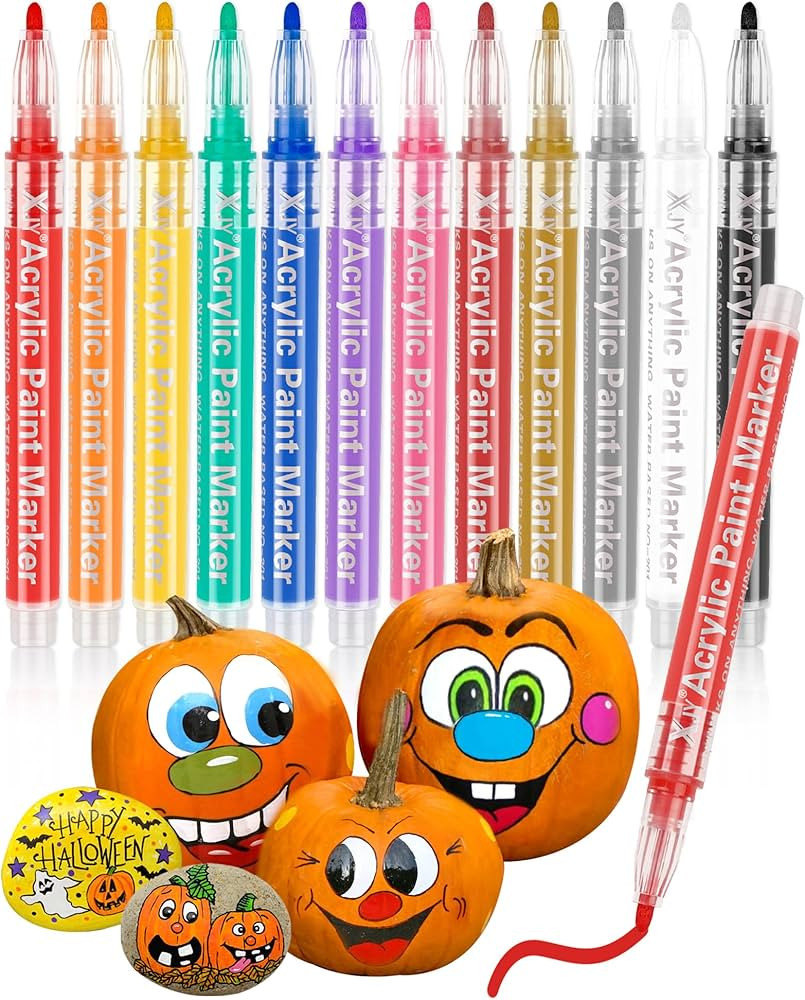 Pumpkin Decorating Kit Acrylic Paint Markers Pens Painting Kit Halloween Party Supplies Arts and ... | Amazon (US)