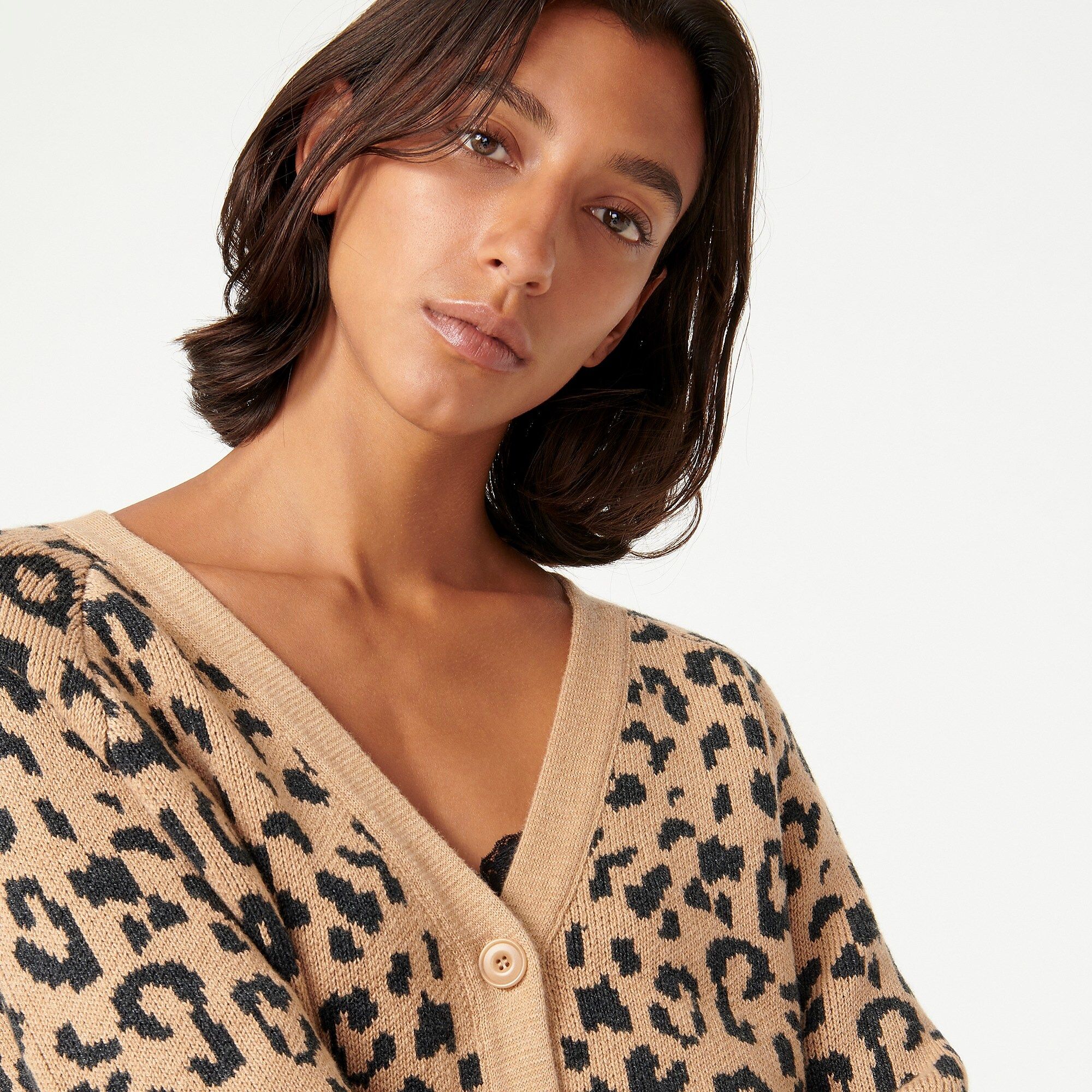 V-neck cardigan sweater in leopard | J.Crew US