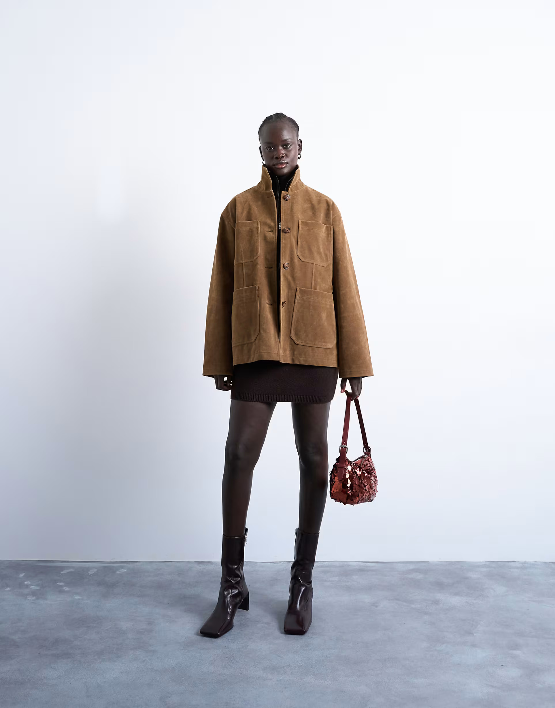 Topshop faux suede boxy casual shacket in tan | ASOS | ASOS (Global)