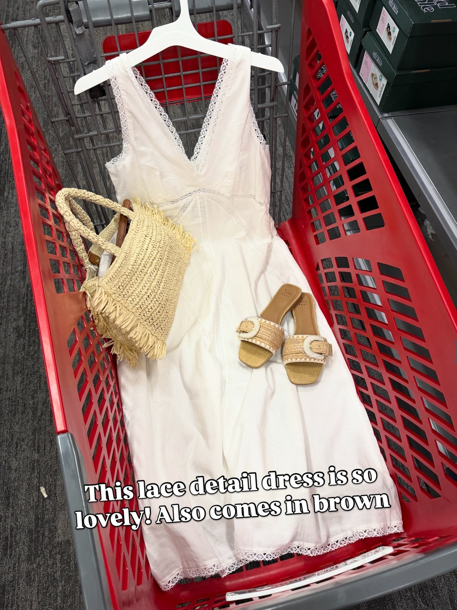 Target lace detail cotton dress on white or brown, looks like something you’d find on Revolve or Shopbop! Lots of ways to style this one. #targetfashion