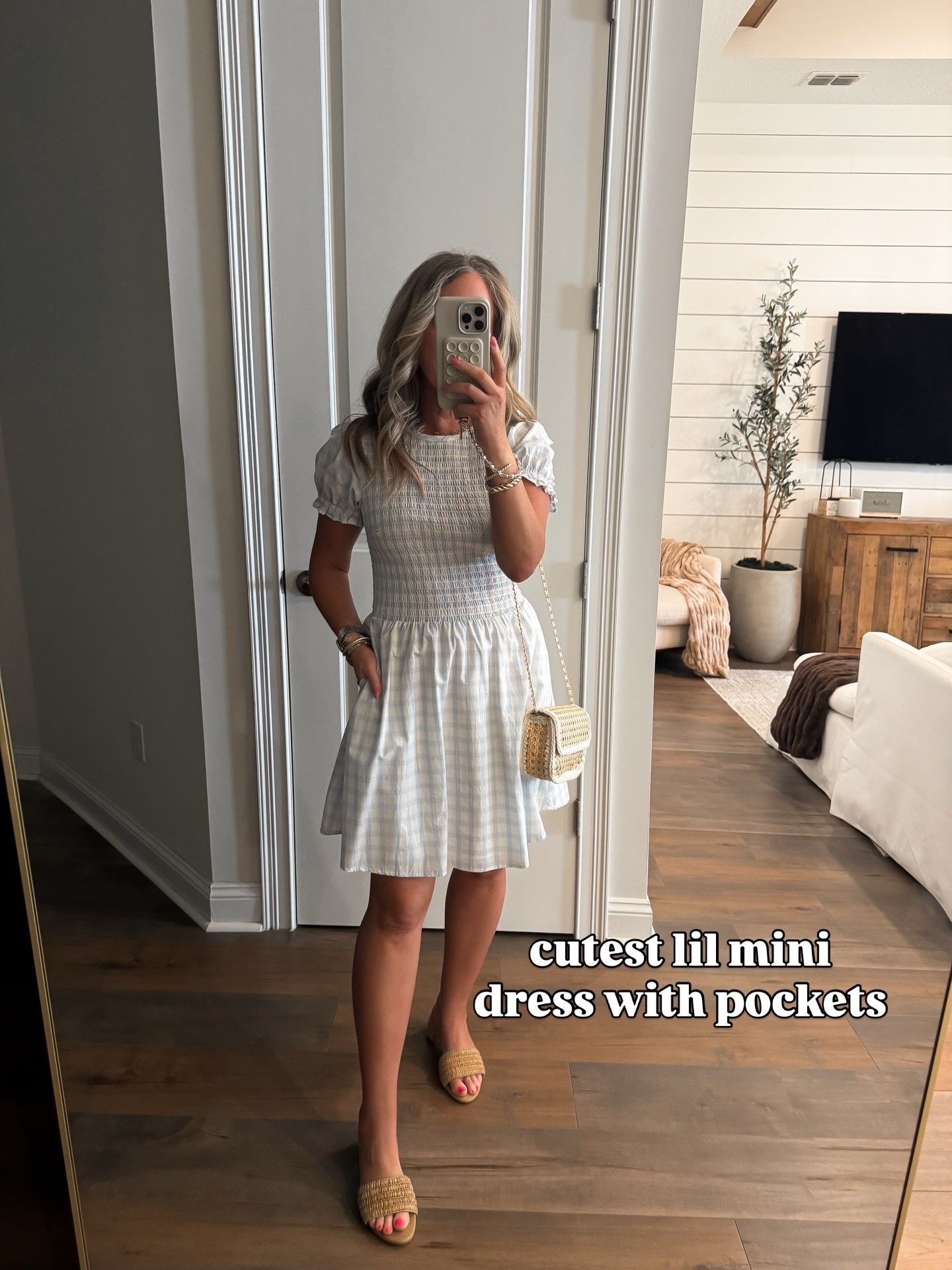 Target has the most darling finds lately! Cutest mini dress, wearing a size S.

Target style, spring and summer fashion, gingham blue, affordable style, vacation outfit, outfit inspo, what I wore, Target fashion finds, raffia wicker handbag, sandals, look for less, preppy style.  

 #LTKootd
