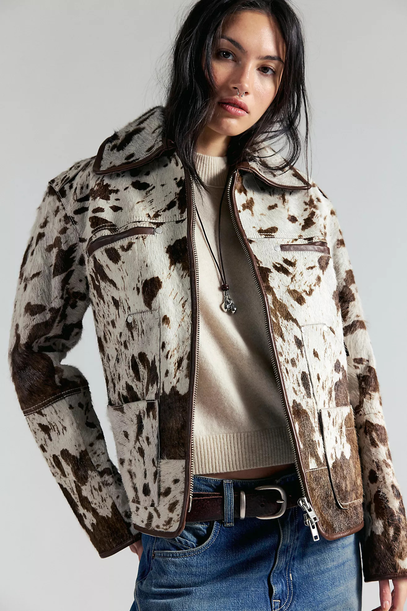We The Free Dally Cow Print Pony Hair Jacket | Free People (Global - UK&FR Excluded)