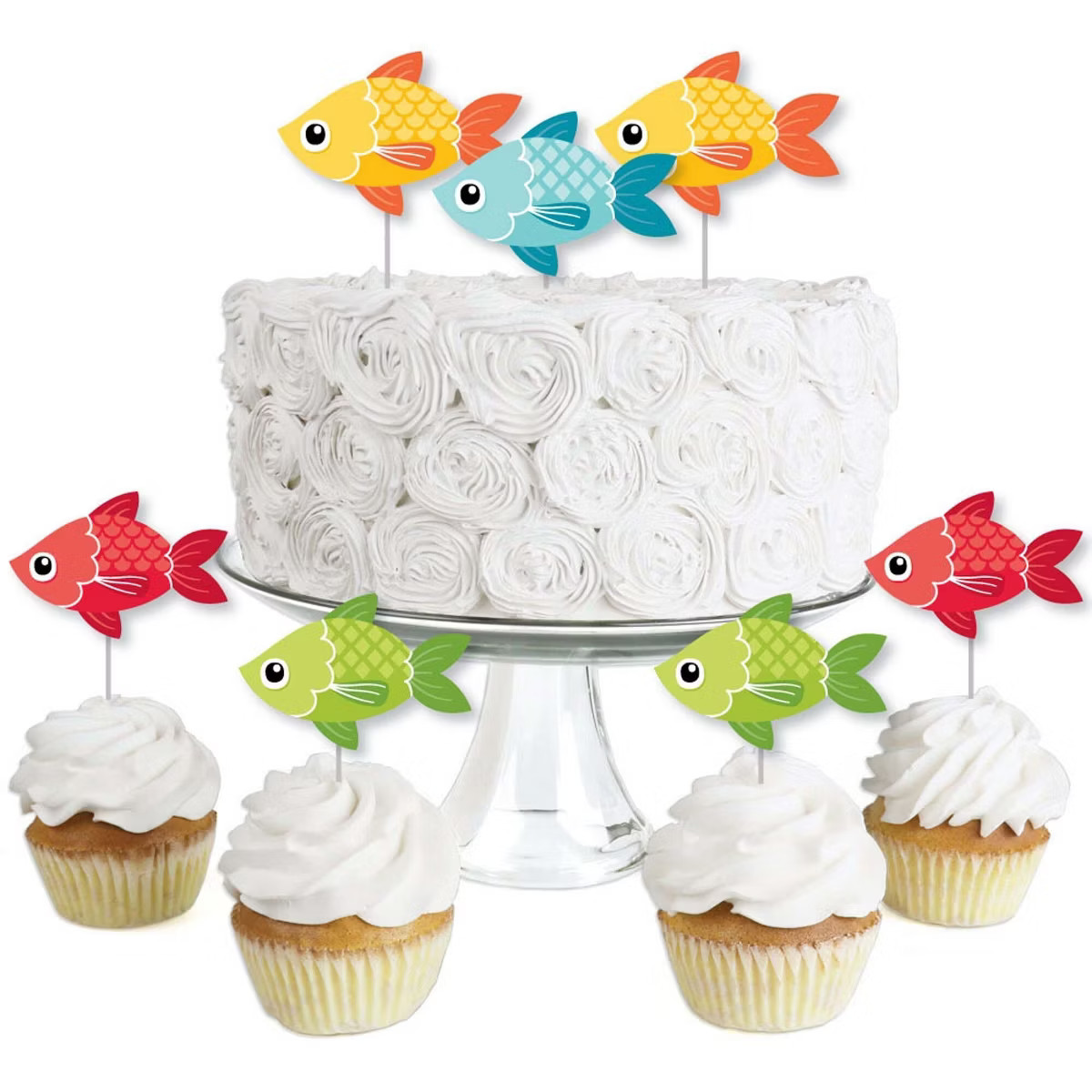 Big Dot of Happiness Let's Go Fishing - Dessert Cupcake Toppers - Fish Themed Birthday Party or B... | Target