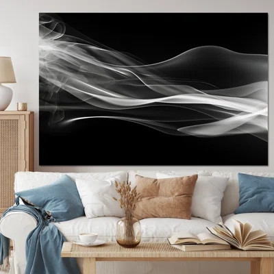 Black White Contemplative Abstraction I - Abstract Modern Waves Framed Wall Art | Wayfair North America