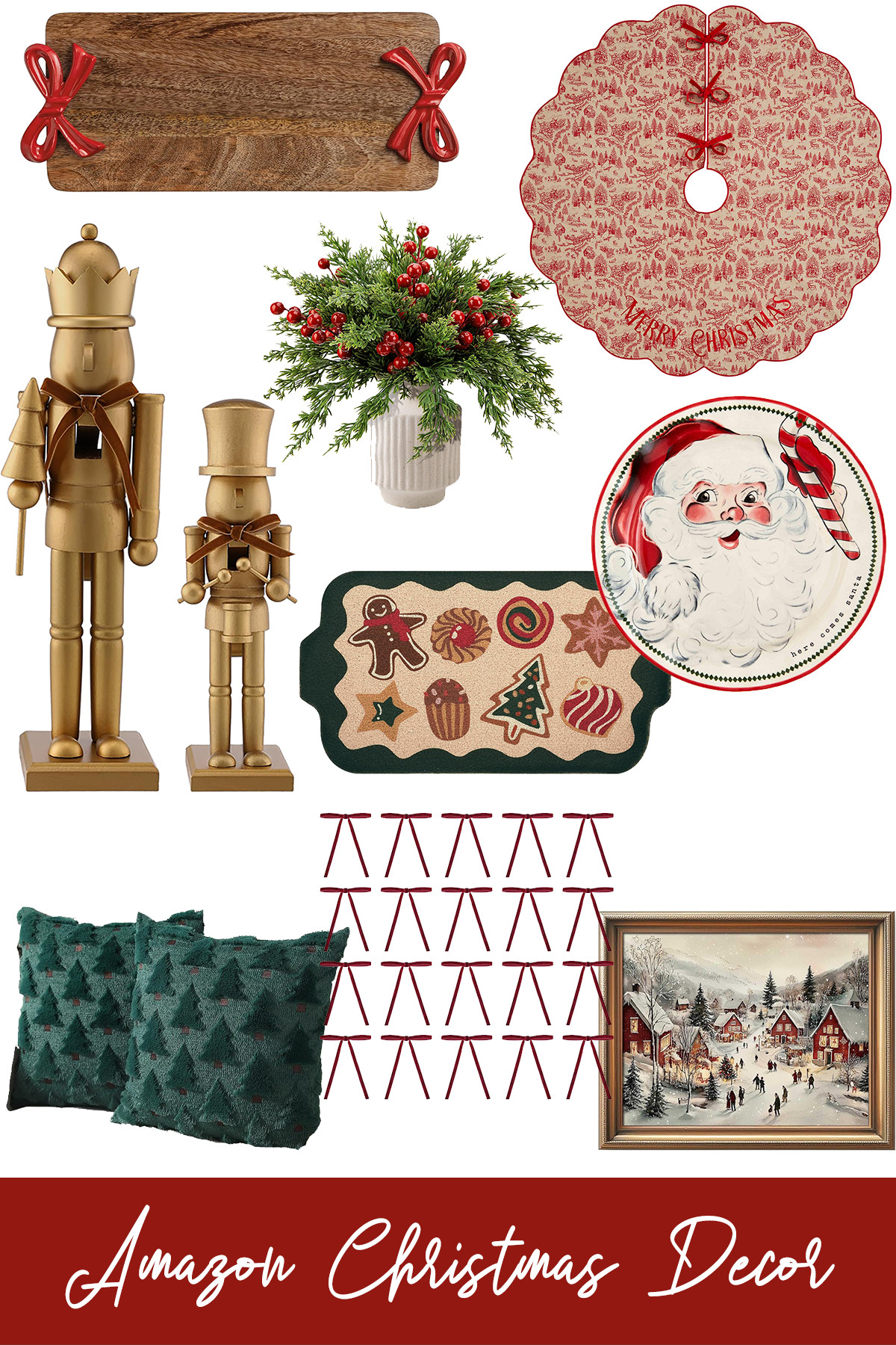 Amazon Christmas Decor

Don’t sleep on Amazon when it comes to Christmas decor this year! While some items can be poor quality, there are hidden gems (read the reviews!) The pieces below focus on traditional red, green, and gold colors to evoke a feeling of timeless, heartwarming Christmas cheer. The wooden serving board would make a great hostess gift, while the velvet bows are a trendy way to update your Christmas tree this year. 

 #LTKHoliday #LTKSeasonal #LTKHome