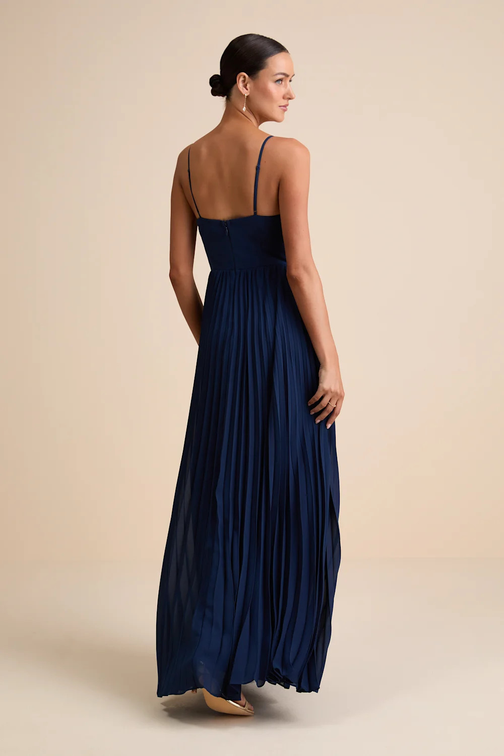 Admirable Elegance Navy Pleated Bustier Maxi Dress | Lulus