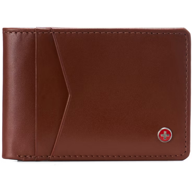 Alpine Swiss Men’s Delaney Slimfold RFID Safe Slim Bifold Wallet Smooth Leather Comes in Gift B... | Target
