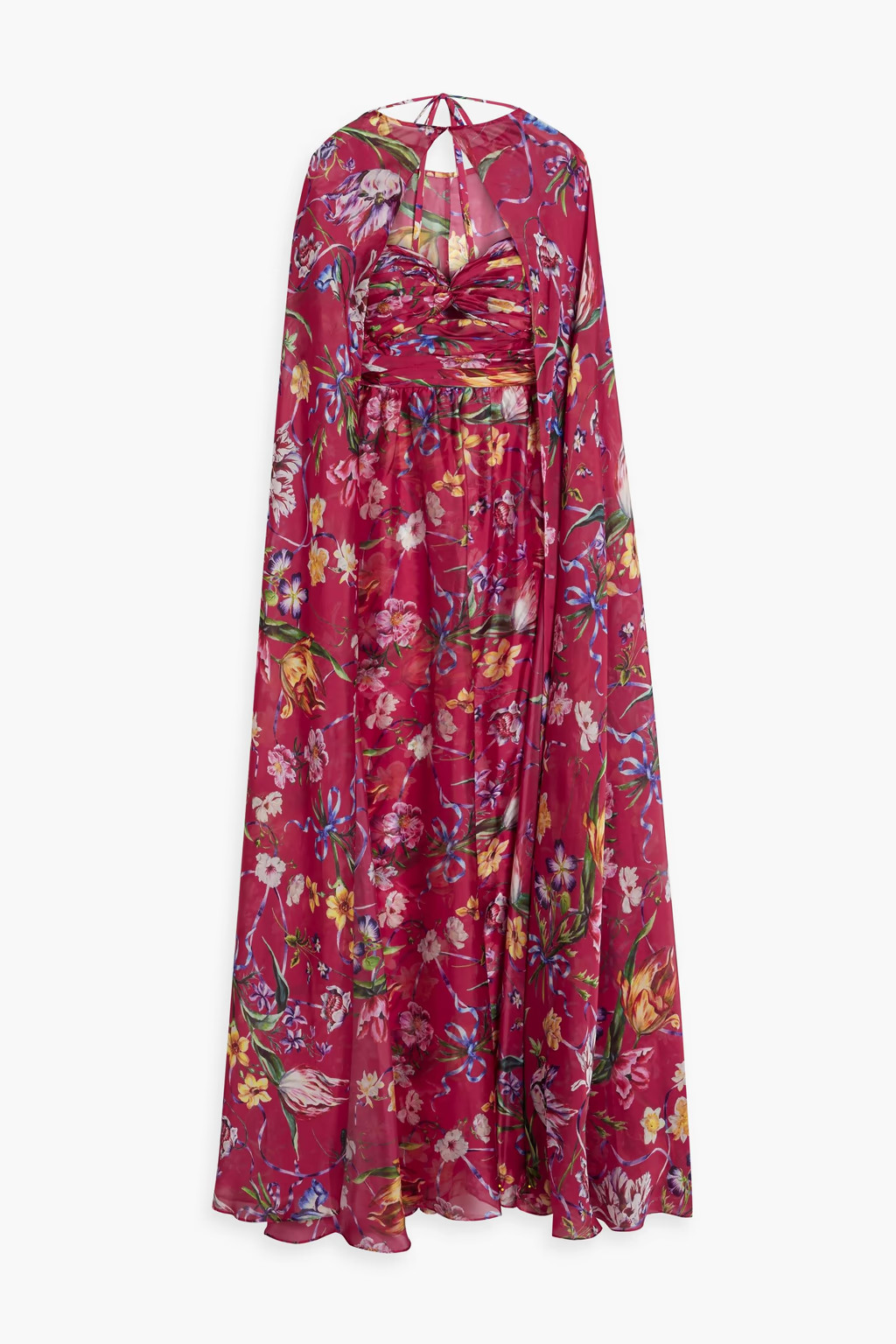 Cape-effect floral-print charmeuse gown | The Outnet (US and CA)