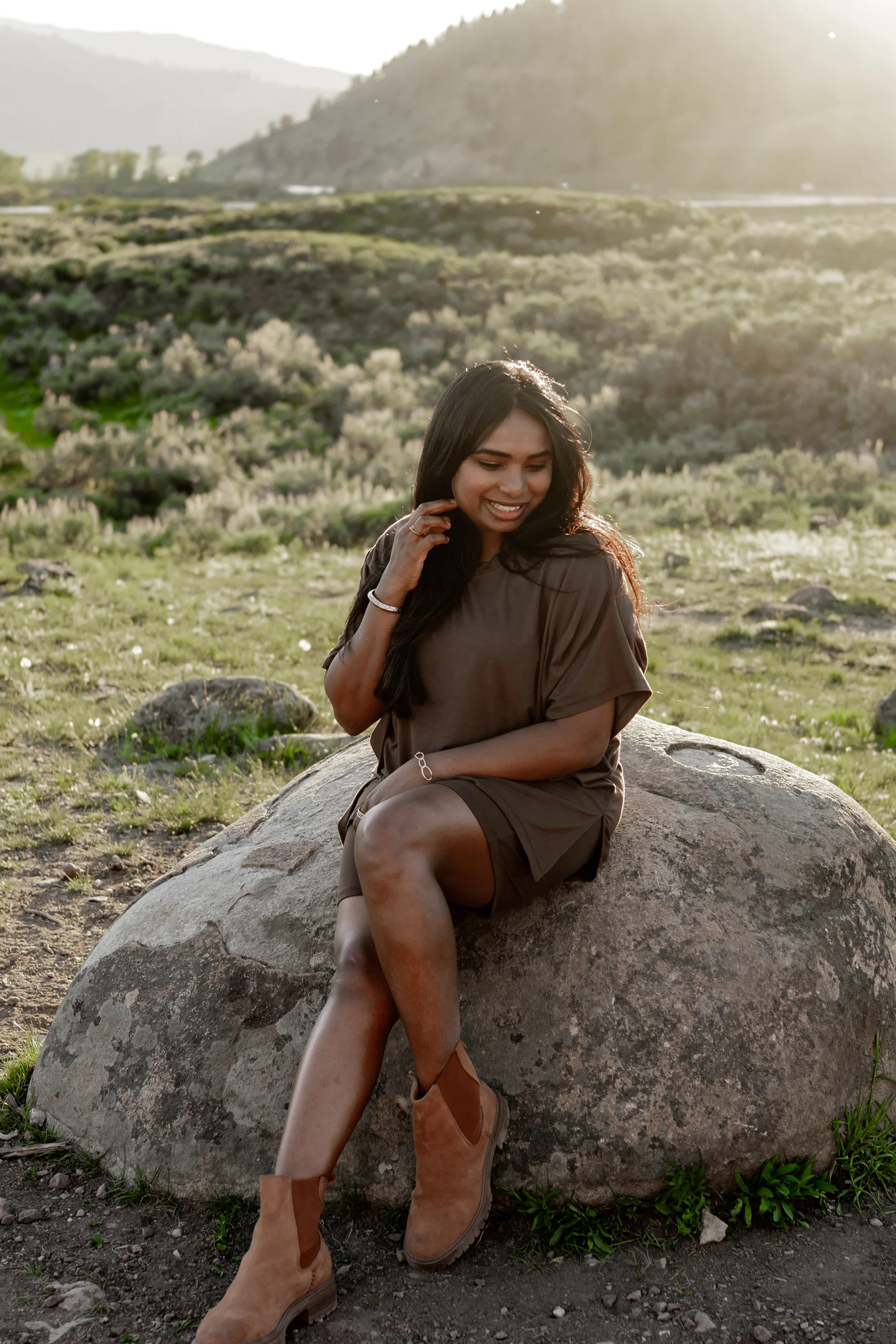 Bamboo Women's Biker Short Set in Espresso | Kyte Living