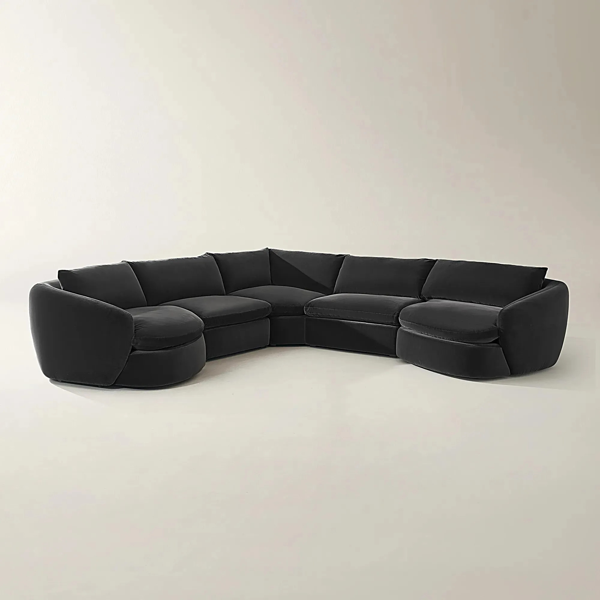 Sabrina L-Shaped Velvet  Sectional Sofa (148"-228") - Charcoal | Z Gallerie