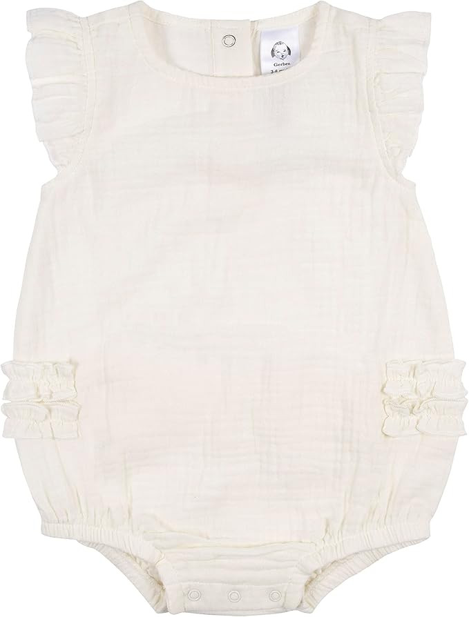 Gerber baby-girls Sleeveless Ruffle RomperSunsuit | Amazon (US)