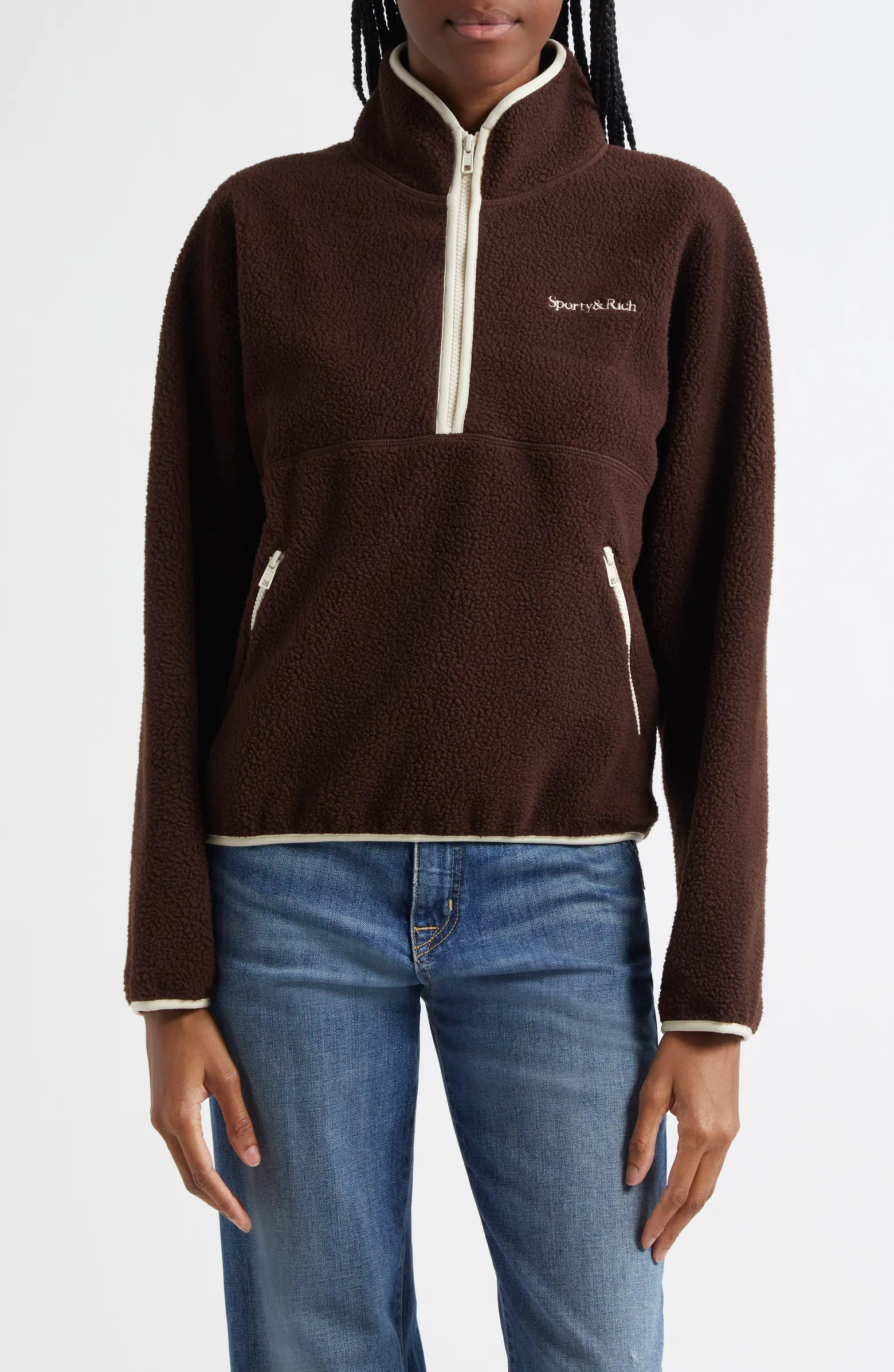 Serif Logo Detail High Pile Fleece Half-Zip | Nordstrom