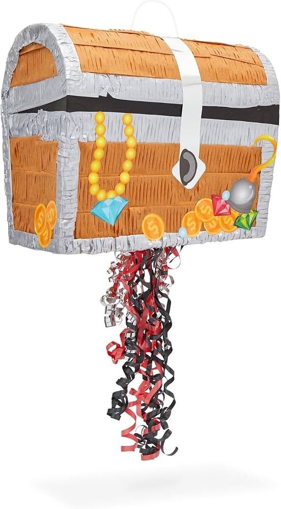 Treasure Chest Pinata - Pull String Pirate Themed Pinata, Under the Sea, Adventure Themed Party D... | Amazon (US)