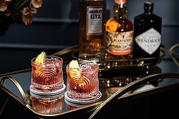 GLASSIQUE CADEAU Vintage Art Deco 1920s Lowball Cocktail Glasses | Set of 4 | 9 oz Crystal Old Fa... | Amazon (US)