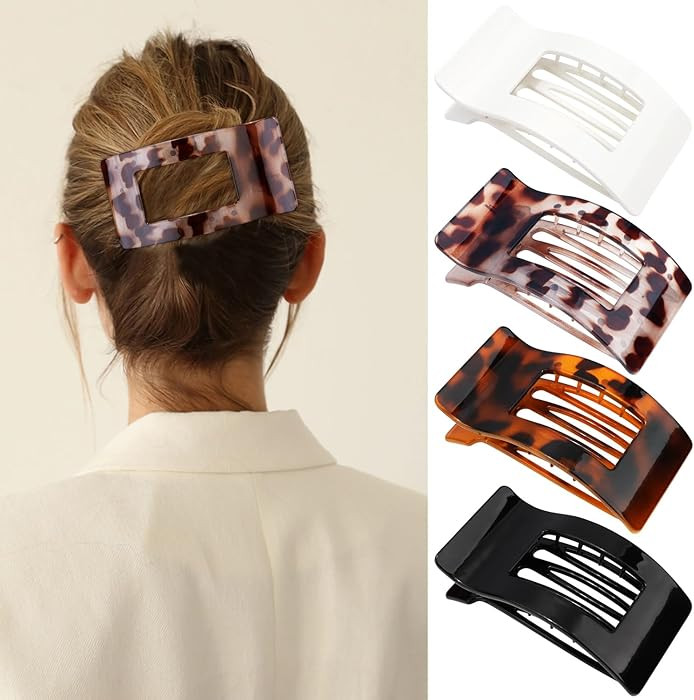 Velscrun Flat Hair Clips for Women Girls, Matte Lay Flat Claw Clips, Strong Hold Large Side Hair ... | Amazon (US)