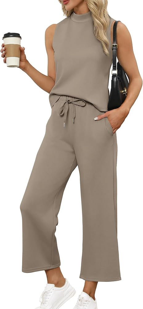 Desol Zweiteiler Jogginganzug Damen Freizeit Trainingsanzug Sommer Outfits Tracksuit Ärmellos L... | Amazon (DE)