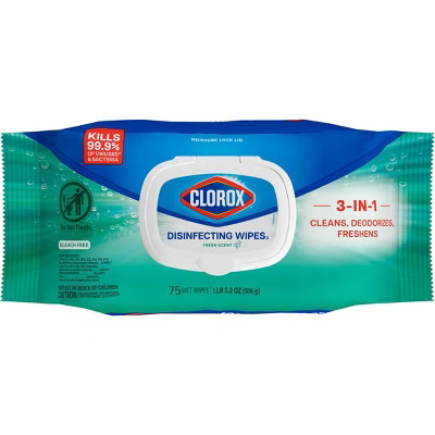 Clorox Fresh Scent Cleaning & Disinfecting Wipes - 75ct: Bleach-Free, Multipurpose Application, Plastic Jug | Target