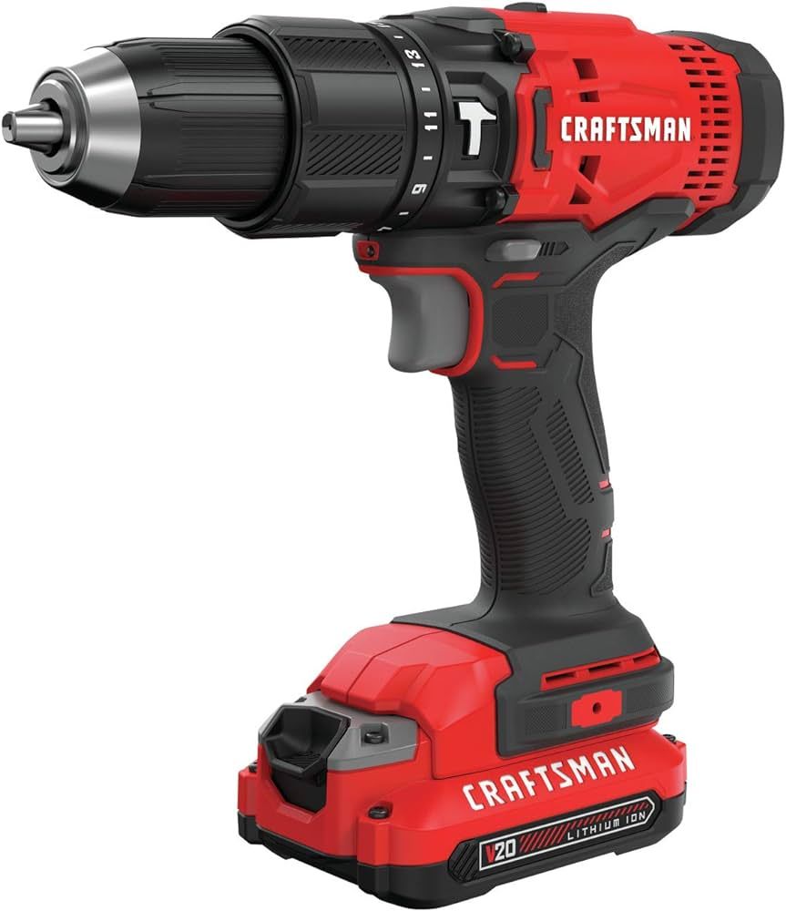 CRAFTSMAN V20 Cordless Hammer Drill Kit, 1/2 inch, 2 Batteries and Charger Included (CMCD711C2) | Amazon (US)
