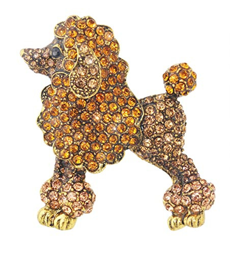 KristLand Fashion Cute Poodle Dog Brooch for Women Colorful Full Crystals Rhinestones Animal Pet Corsage Lapel Pin Birthday Gift Party Yellow | Amazon (US)